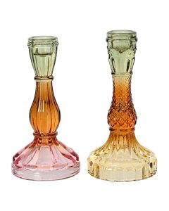 Candle holder, glass, assorted, Ø8.5xH16.5 cm