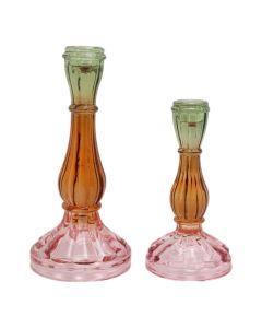 Candle holder, glass, assorted, Ø10xH22 cm