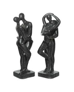 Decorative statue, Love Couple, Polymagnesium, black, 18x20xH56 cm