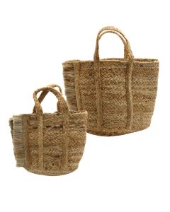Decorative basket, set 2 pieces, jute, brown