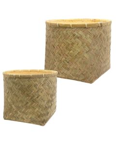 Decorative basket, set 2 pieces, bamboo, natural