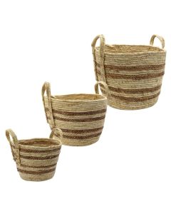 Decorative basket, set 3 pieces, seagrass, natural