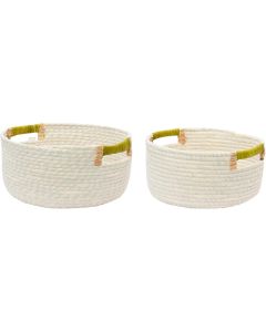 Decorative basket, set 2 pieces, seagrass, white