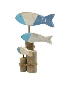 Sea decoration, Fish, wooden, Blue, 8x30xH16 cm