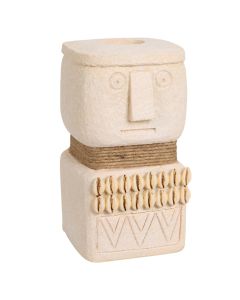 Decorative object, polystone, beige, etnik, H21 x W12.5 x D11.5 cm
