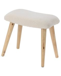 Stool, wood, fabric, white, natural wood, H38 x W40 x D28 cm