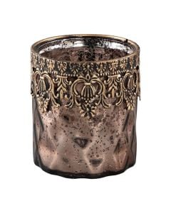 Candle holder, glass, bronze, 9x9xH10 cm
