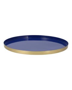 Decorative tray, metal, blue, 40x40xH2 cm