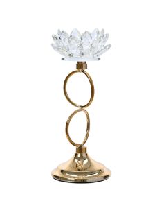 Candle Holder, glass, golden, Ø11xH25 cm