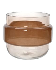 Decorative vase, glass, transparent/brown, Ø18.5xH16.2 cm