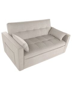 Sofa, velvet, wood structure, beige, bed option, 140x84xH82 cm