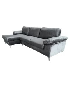 Corner sofa, left, textile upholestry, metal feet, grey, 263x135xH83 cm