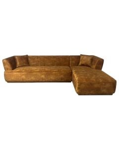 Corner sofa, textile upholstery, wooden structure, terracotta, 314x177xH75 cm