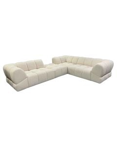 Corner sofa, textile upholstery, wooden structure, white, 321x248xH67 cm