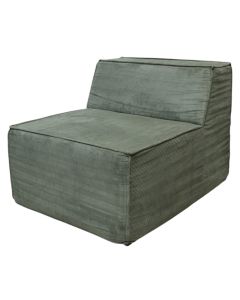 Armchair, textile upholstery, wooden structure, green