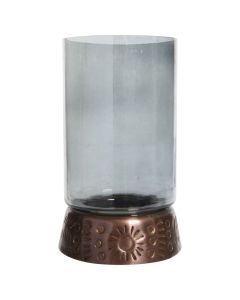 Candle holder, metal, glass, transparent, Dia.9.5xH18.5 cm