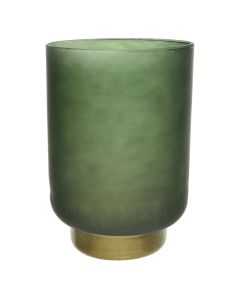 Candle holder, glass, green, gold, Dia.17xH25 cm