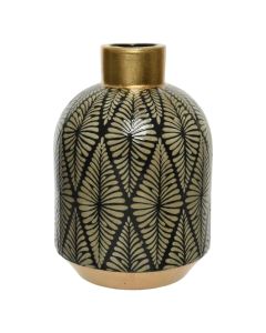 Decorative vase, porcelain, black/gold, Ø22xH32 cm