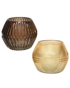 Candle holder, glass, assorted, 12.5xH10 cm