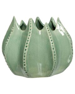 Candle holder, glass, pine green, 21x21.5xH16.5 cm
