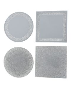 Decorative mirror, silver, 10xH0.4 cm,