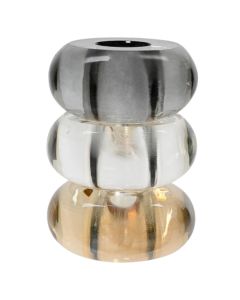 Candle holder, glass, multicolor, dia.6xH8.4 cm