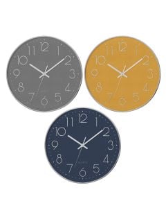 Wall clock, polypropylene/glass, assorted, Ø30 cm