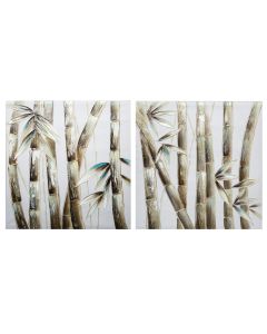 Canvas painted,, Bamboo, polyester/fir, colorful, 58x58 cm