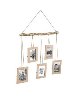 Photo frame, for 5 photos, wood, 17x58 cm