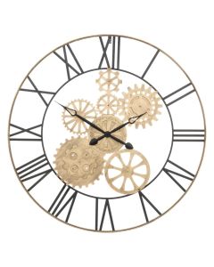 Wall clock, Isae, metal, gold/black, 90xH13cm