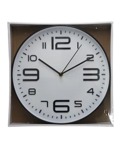 Wall clock, PP/aluminum, with battery, black, 30cm