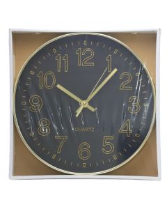 Wall clock, metal/glass, metal/plastic, black/gold, 30 cm