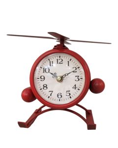 Desk clock, Helicopter, metal, red, 22x27xH19 cm