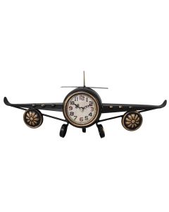 Wall clock, Plane, metal, black, 42x9xH16 cm