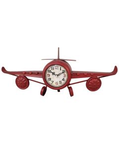Wall clock, Plane, metal, red, 42x9xH16 cm