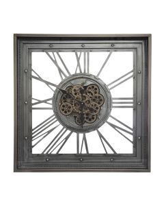 Wall clock, Ezra, metal/glass, grey, 80x80 cm