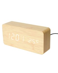 Table clock, Gamiel, with alarm, mdf, natural, 15x4xH7 cm