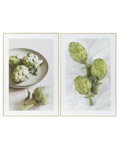 Printed picture, Artichoke, mdf frame, white/green, 40x60 cm
