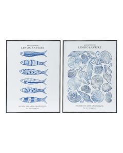 Printed picture, mdf frame, white/blue, 30x40 cm