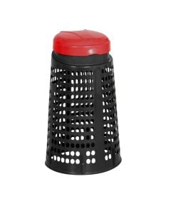 Garbage bin, 110 lt, ECO, PP, black/red, Ø50 xH85.5 cm