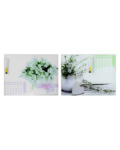 Glass calendar board with marker FLOWER 40x0.4xH30cm.