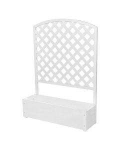 Treated wooden fence 100x3.5xH140cm, with flower pot 102x28.4xH30cm, white color