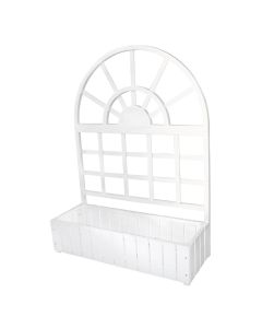 Treated wooden fence 116x3.5xH156cm, with flower pot 116x28.4xH42cm, white color