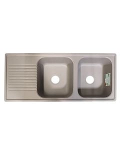 Sink, 2 bowls, left / right, PLADOS, granite, beige, 116x50xH20 cm