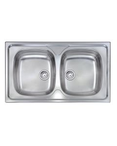 Sink, 2 bowls, CM, stainless steel, silver, 86x50xH15 cm
