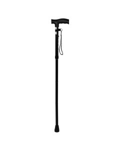 Foldable Aluminum Stick Black color- Plastic handle H80-90 cm