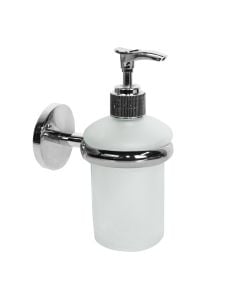Bora-glass soap dispenser with chromed holder