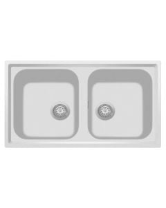Sink, 2 bowls, PLADOS, granite, white, 86x50xH20 cm