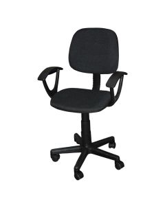 Office chair with casters, plastic structure, textile upholstery, black, 55x49xH77.5-89 cm