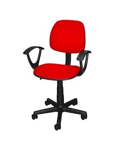 Office chair with casters, plastic structure, textile upholstery, blue, 55x49xH77.5-89 cm